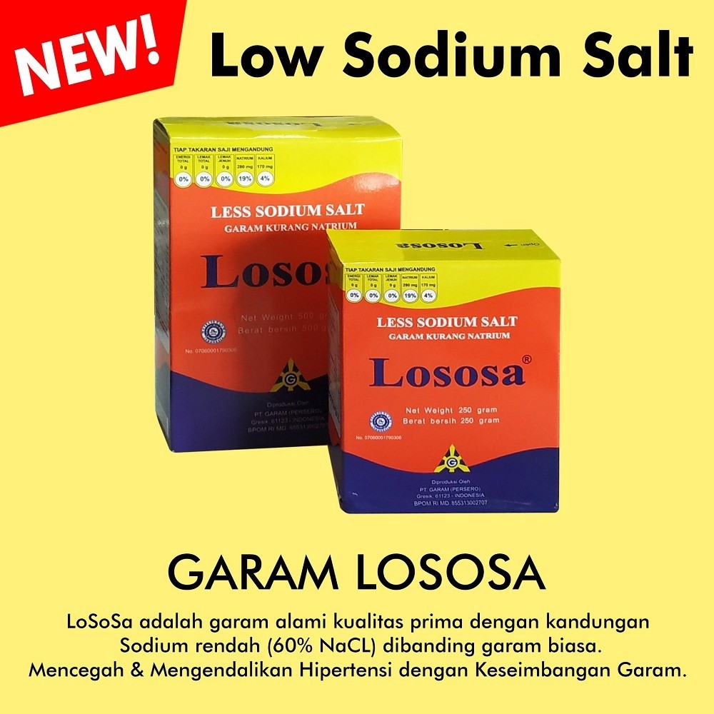 

Garam Lososa 250gr. Garam rendah natrium untuk mencegah hipertensi / darah tinggi