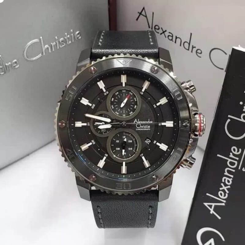 JAM TANGAN PRIA ALEXANDRE CHRISTIE 6509 AC6509MC FULL BLACK ORIGINAL GARANSI RESMI