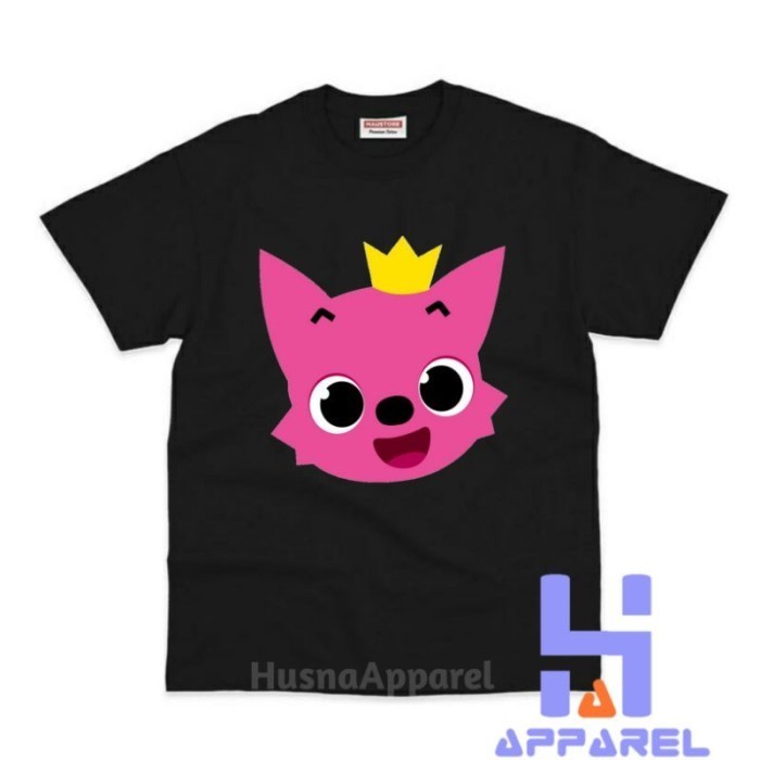 BAJU ANAK KAOS ANAK PINKFONG - Hitam, S