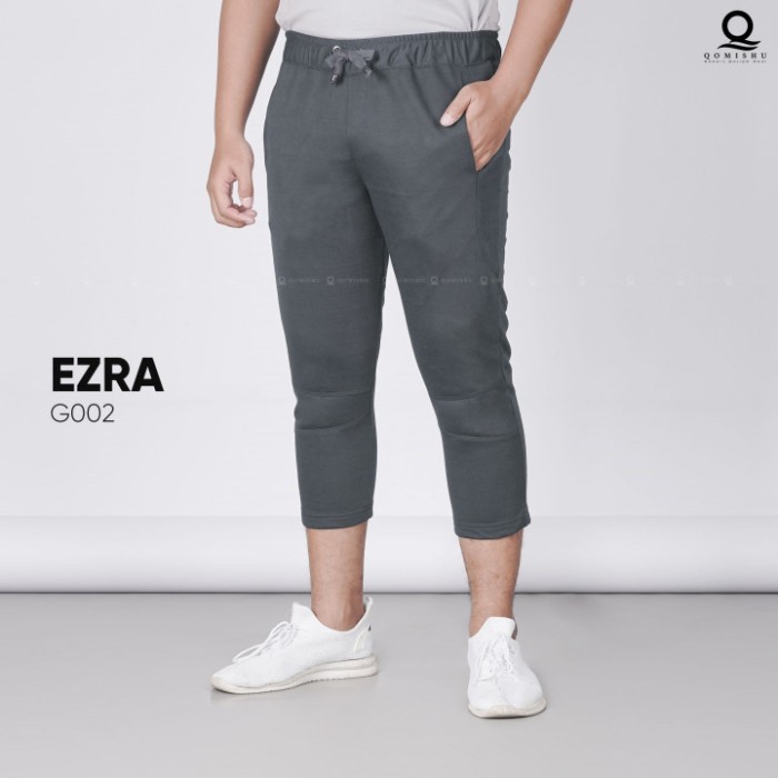 Koko MurMer_ Celana Panjang Pria 7/8 Slim Fit Pants EZRA Bahan Babyterry Qomishu - Abu-abu, XL
