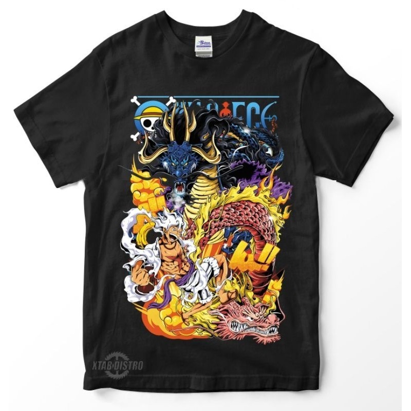 Kaos ONE PIECE 4 DRAGON LUFFY VS KAIDO Premium tshirt kaos anime bajak laut