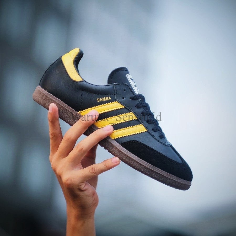 Sepatu Adidas Samba Hitam Kuning / Sepatu Adidas Samba Tiga Garis / Sneakers Casual Sport Terbaru