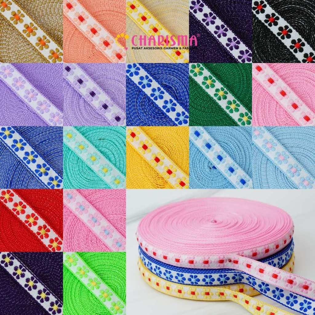 Charisma Renda Bordir Libin - Renda Melati Bunga / Lebar 1cm / Harga Per 1 Roll (18 Yard)