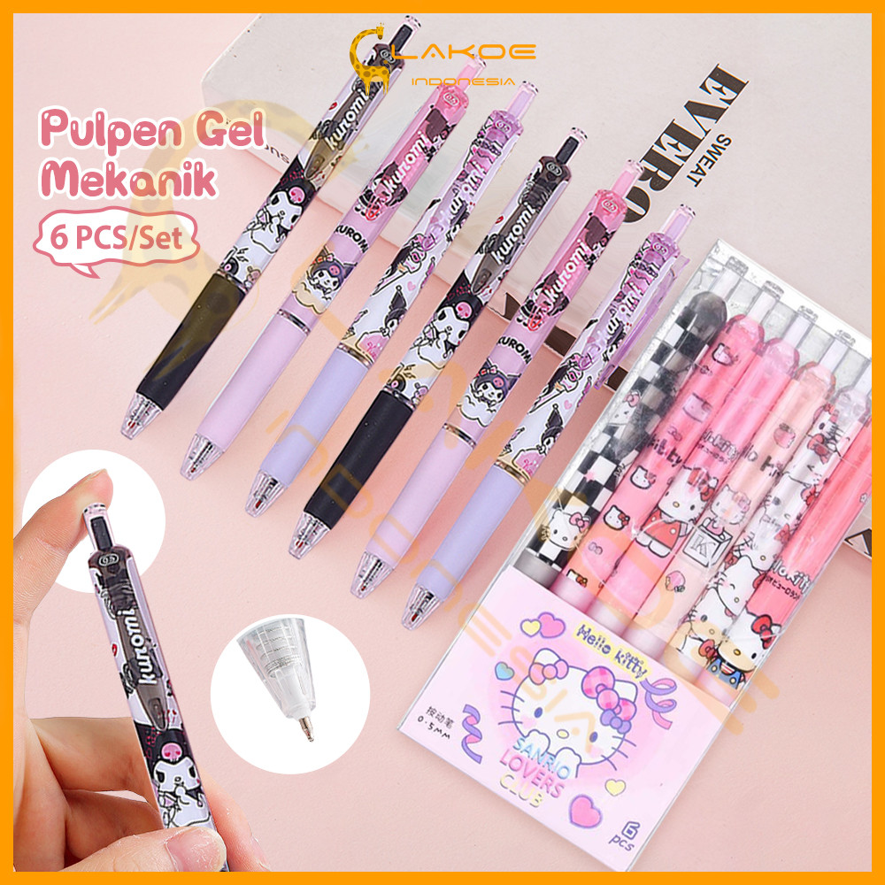 

LAKOE 0.5mm Pulpen Gel Ballpoint Mekanik Pulpen 6pcs/set Pena Bolpoin Mekanis