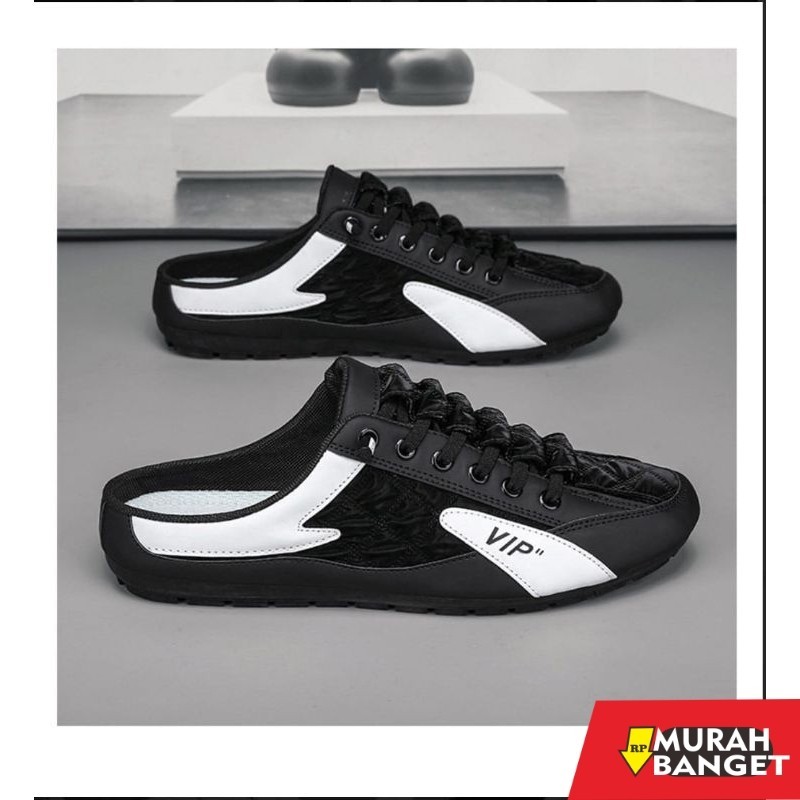 Sepatu running wanita- (COD) Slip On Mule Sneakers K31 Backless sneakers Trip Sepatu Olahraga Kasual