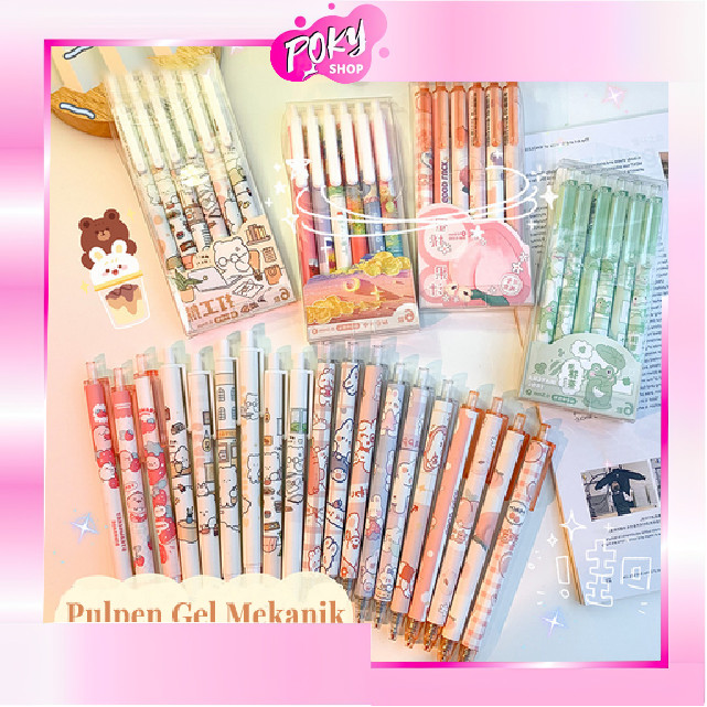 

POKY - S5809 Pulpen Gel Lucu / Ballpoint Mekanik Pulpen Set Isi 6 PCS / Set Pulpen Gel 6 Pcs / Pulpen Gel Mekanik Lucu Karakter