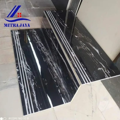 TANGGA GRANIT STEP NOSING HITAM MOTIF PUTIH 30X90 30X80 LIST KERAMIK Keramik motif kayu 30x90 30x100