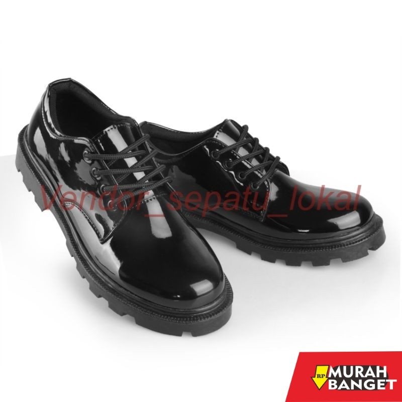 Sepatu pdh- Sepatu Pdh pantofel pria formal kantor tali4 pendek kilapdan dop