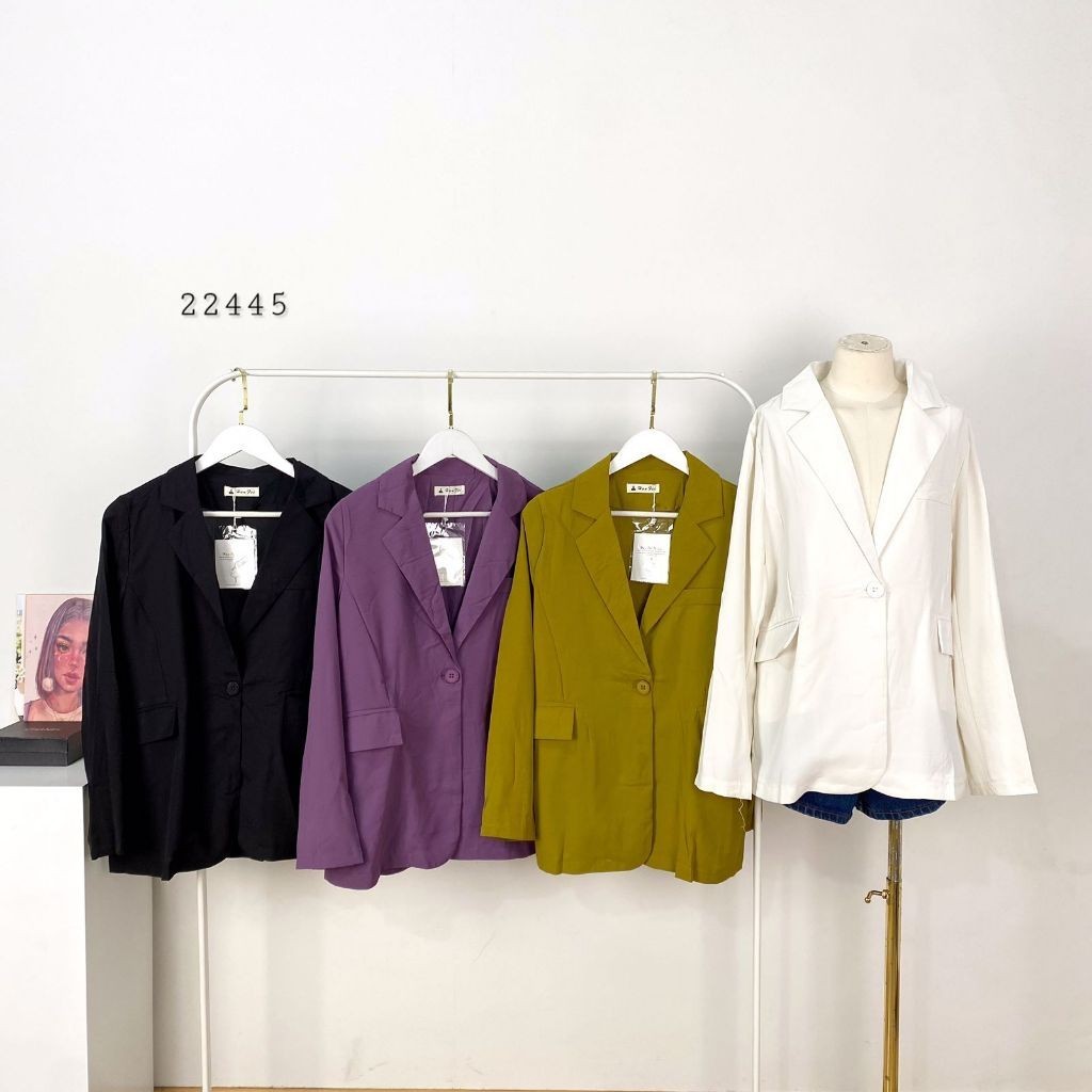 ATASAN OUTER BLAZER POLOS HAN FEI FUSHI SATU BUTTON DEPAN SLIT BELAH BELAKANG VARIASI ACC TWIN BUTTO