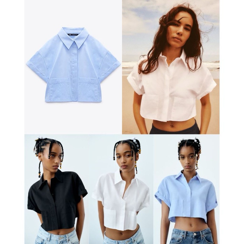 Zara Cropped Poplin Shirt