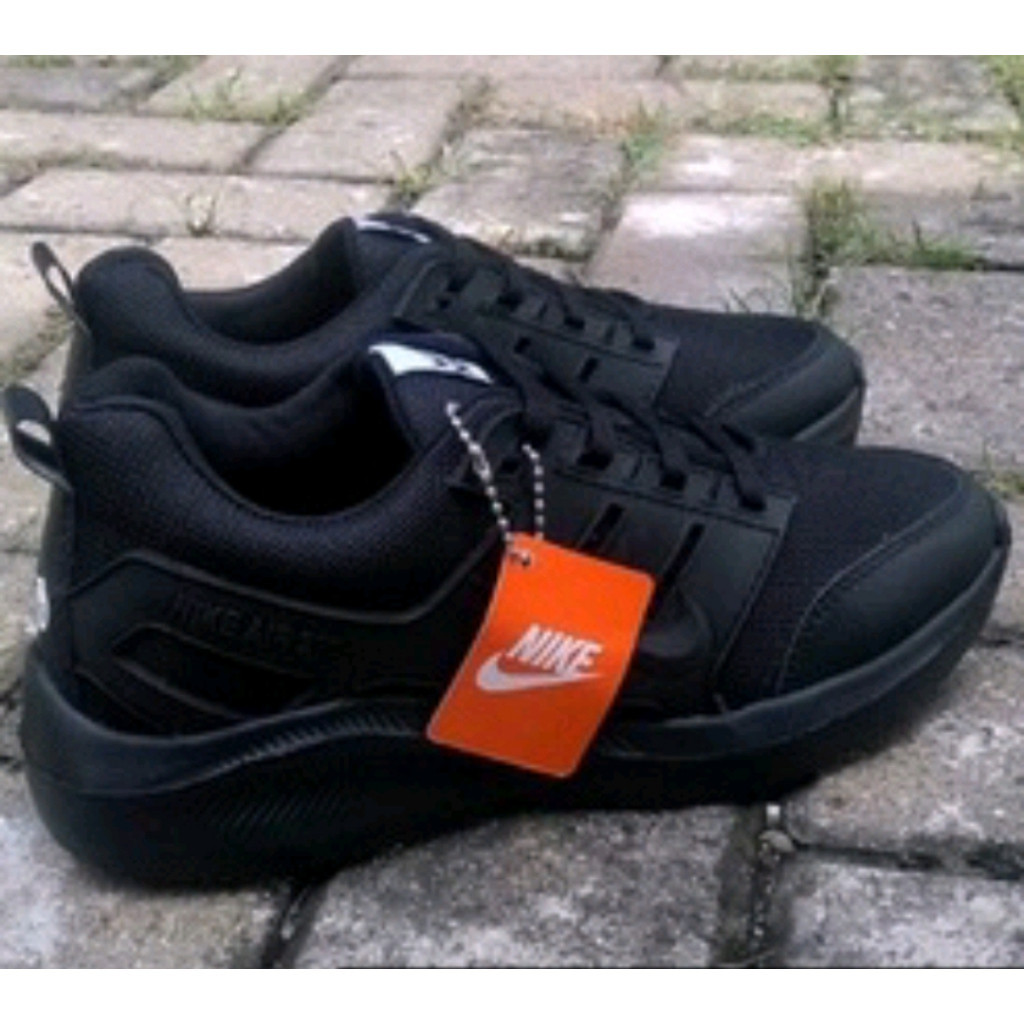 Sepatu Sekolah Hitam Anak laki laki Sepatu Sneakers Hitam Polos Nike- Full Black Olahraga Pria Wanit