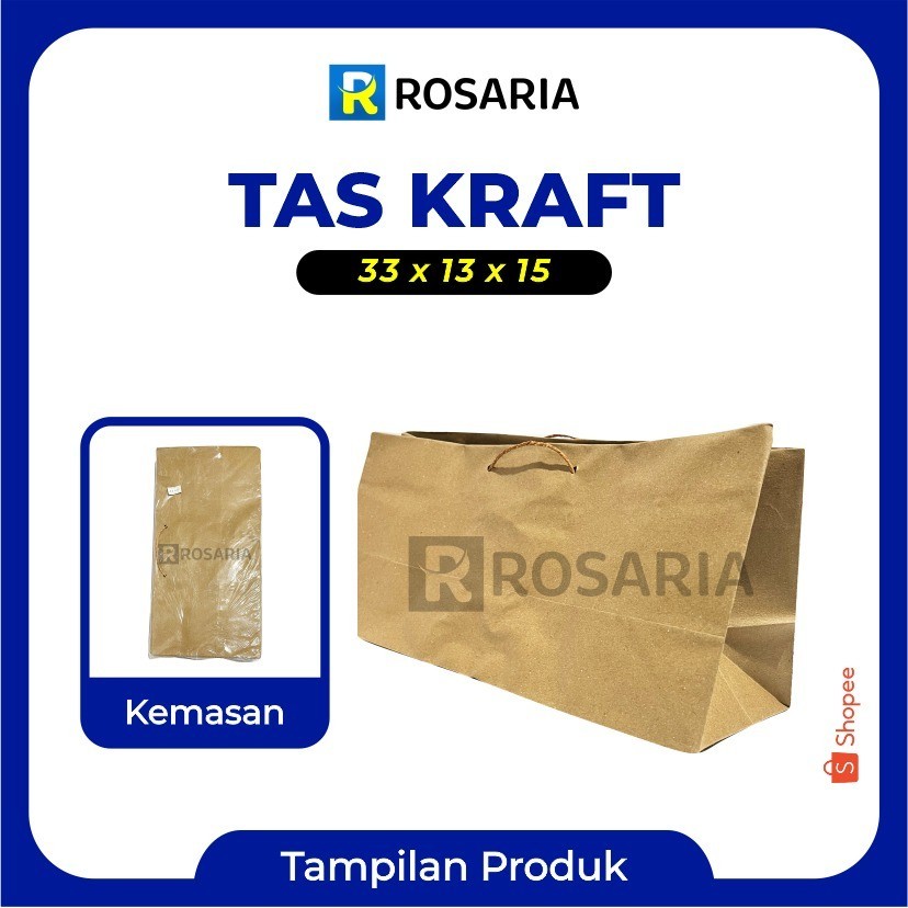 

TAS KERTAS 33 x 13 x 15 COKLAT PaperBag Kraft Souvenir Hajatan Kado Hampers Lusinan