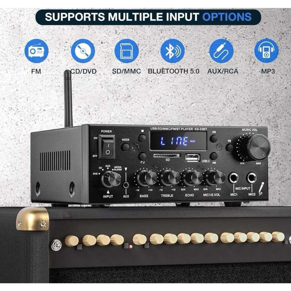 (Model Terbaru 2023)Bluetooth EQ Audio Amplifier Home Theater FM 1000W KERNDY KS-33BT NEW 2023 2024