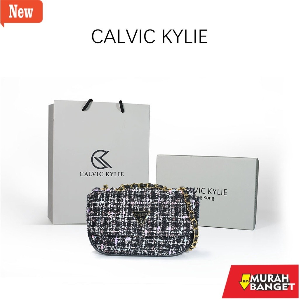Tas selempang wanita viral- CALVIC KYLIE Tas Wanita Tas Calvic Kylie Tas Tweed  Rajut  Kskinian Tas 
