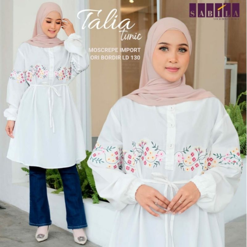 [FREE • GIFT ] LIDYA TUNIC BRUKAT PUTIH -BY  SABILA - BROKAT LD110/ GAMIS MODEL BARU MURAH