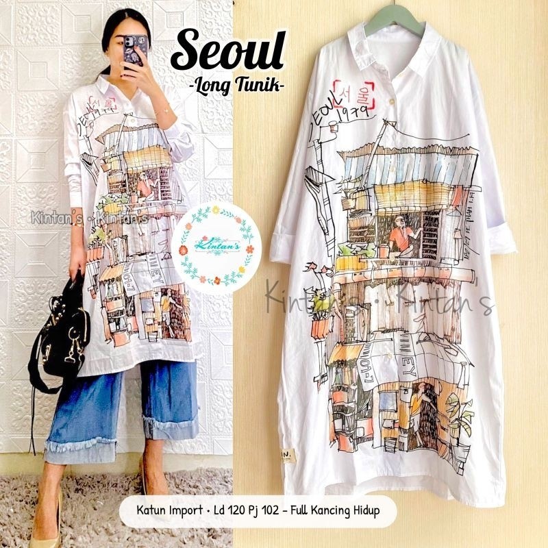 Tunik Impor kekinian wanita korea cantik big size terbaru. Tunic putih import remaja korean Syifa tu