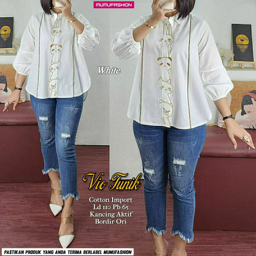 MUMU - VIO TUNIK ATASAN WANITA KEKINIAN JUMBO ABY MUMUFASHION GROSIR SOLO