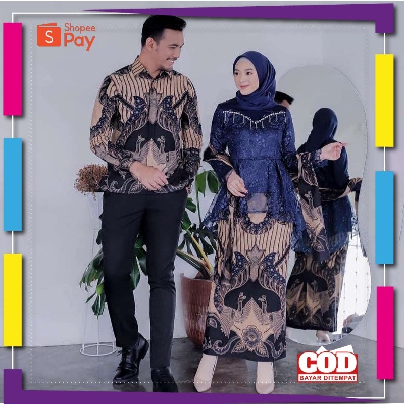 KAIN LEMBUT HALUS ADEM TEBAL / Batik Couple Aldia Kebaya Modern - Set Kebaya Couple Tunik Brokat Tul