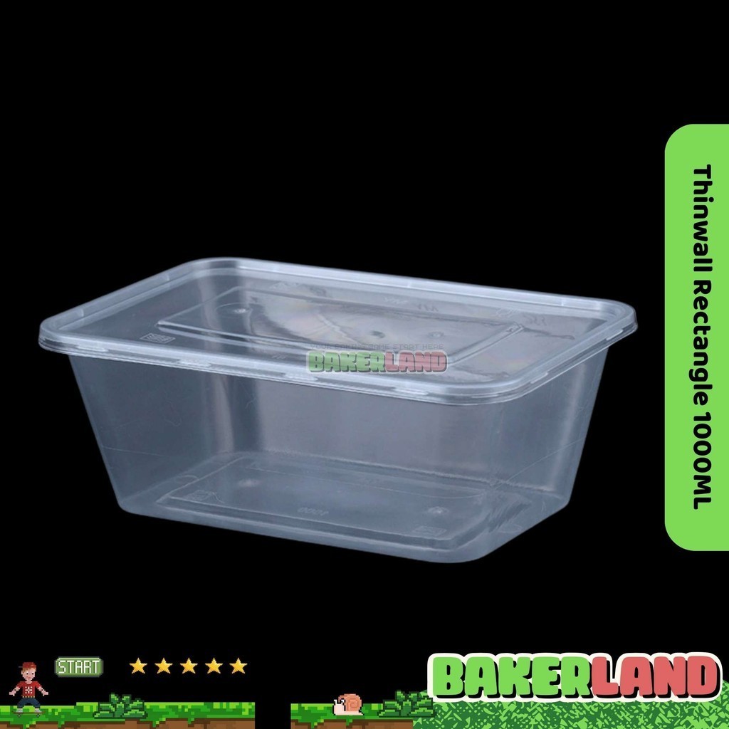 Thinwall 1000 ml / Lunch Box Plastik / Wadah plastik / Food Container / Kemasan makanan Plastik