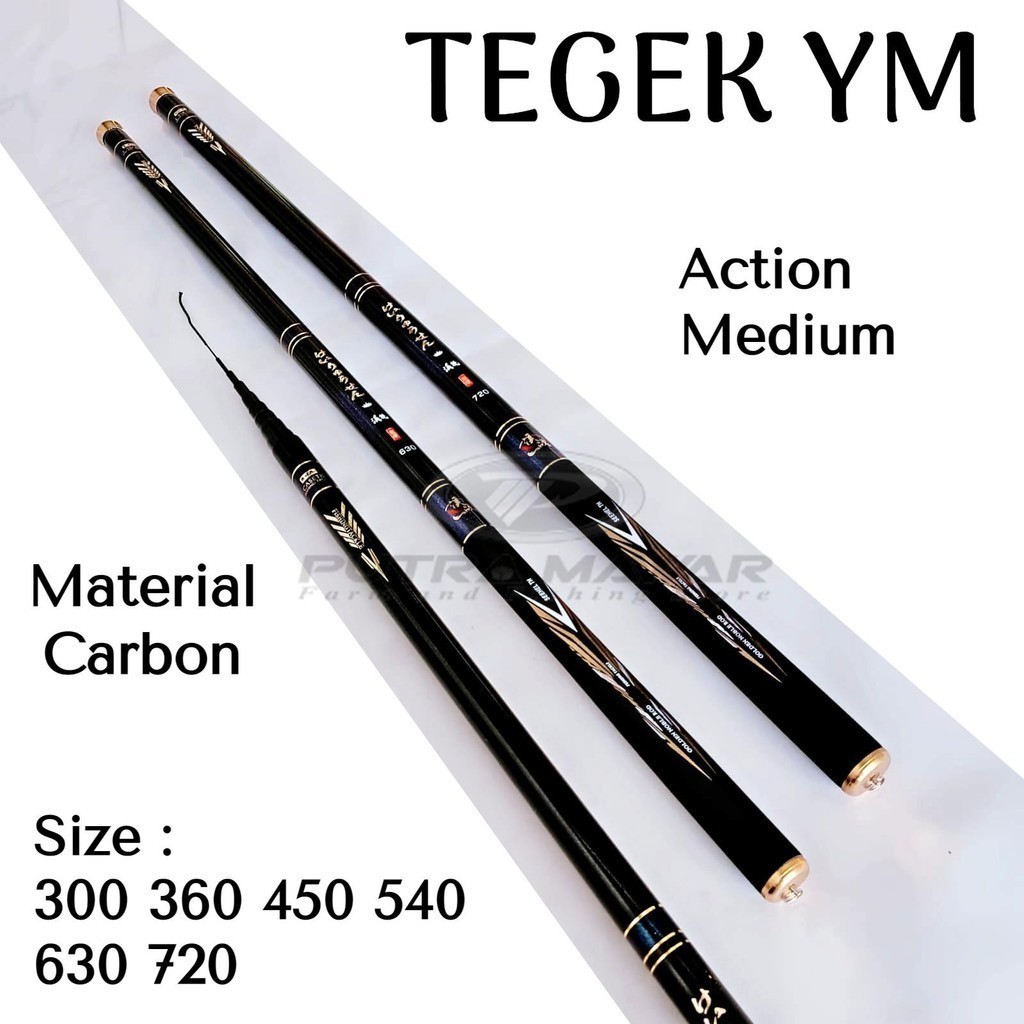 Joran Tegek Ym 300 360 450 540 630 720 Ruas Panjang Bahan Carbon Action Medium Tongkat Pancing Tegeg