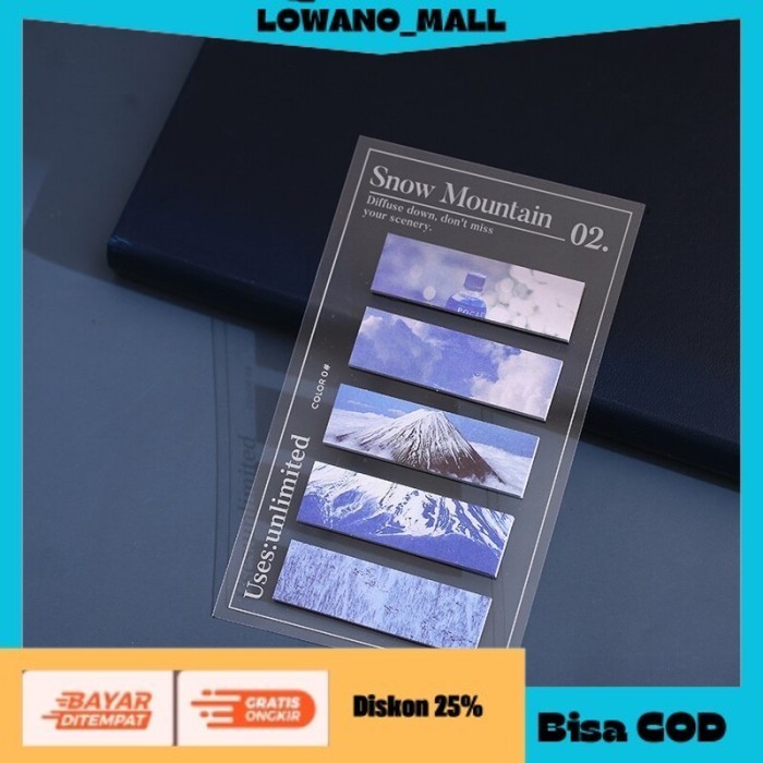 

[[LOWANOMALL]] TERLARIS Annotate Sticky Memo Kertas Note Paper 100 Lembar Scenery Aesthetic SNOW MOUNTAIN COD