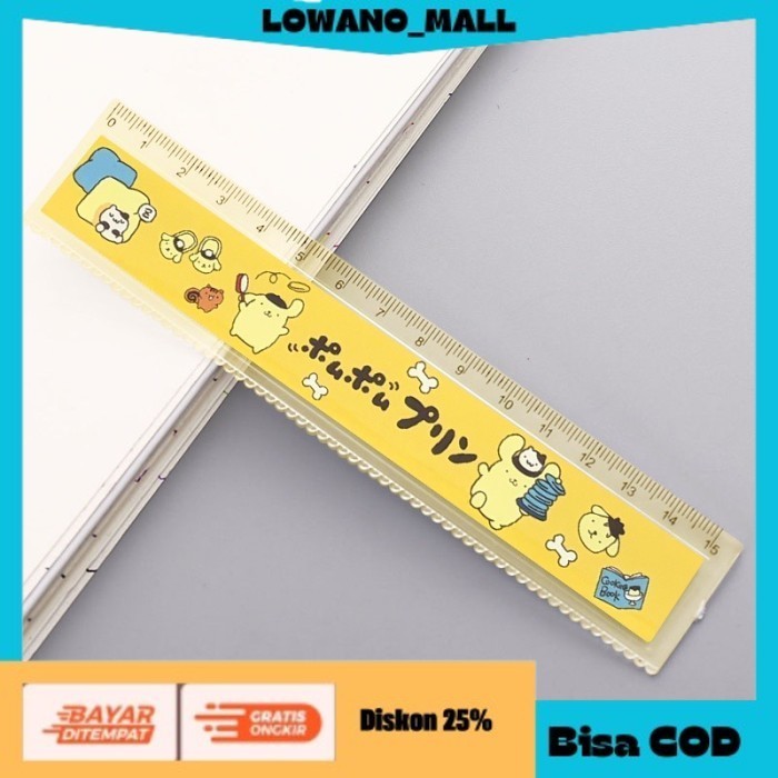 

[[LOWANOMALL]] TERLARIS Penggaris 15 cm Karakter Sanrio Lucu Stationery Ruler Cute Penggaris POMPURIN COD