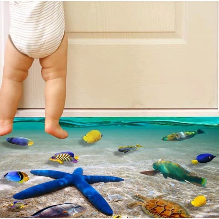 Stiker Lantai / Floor Sticker (3D): Aneka Hewan / Binatang Laut - T1907051