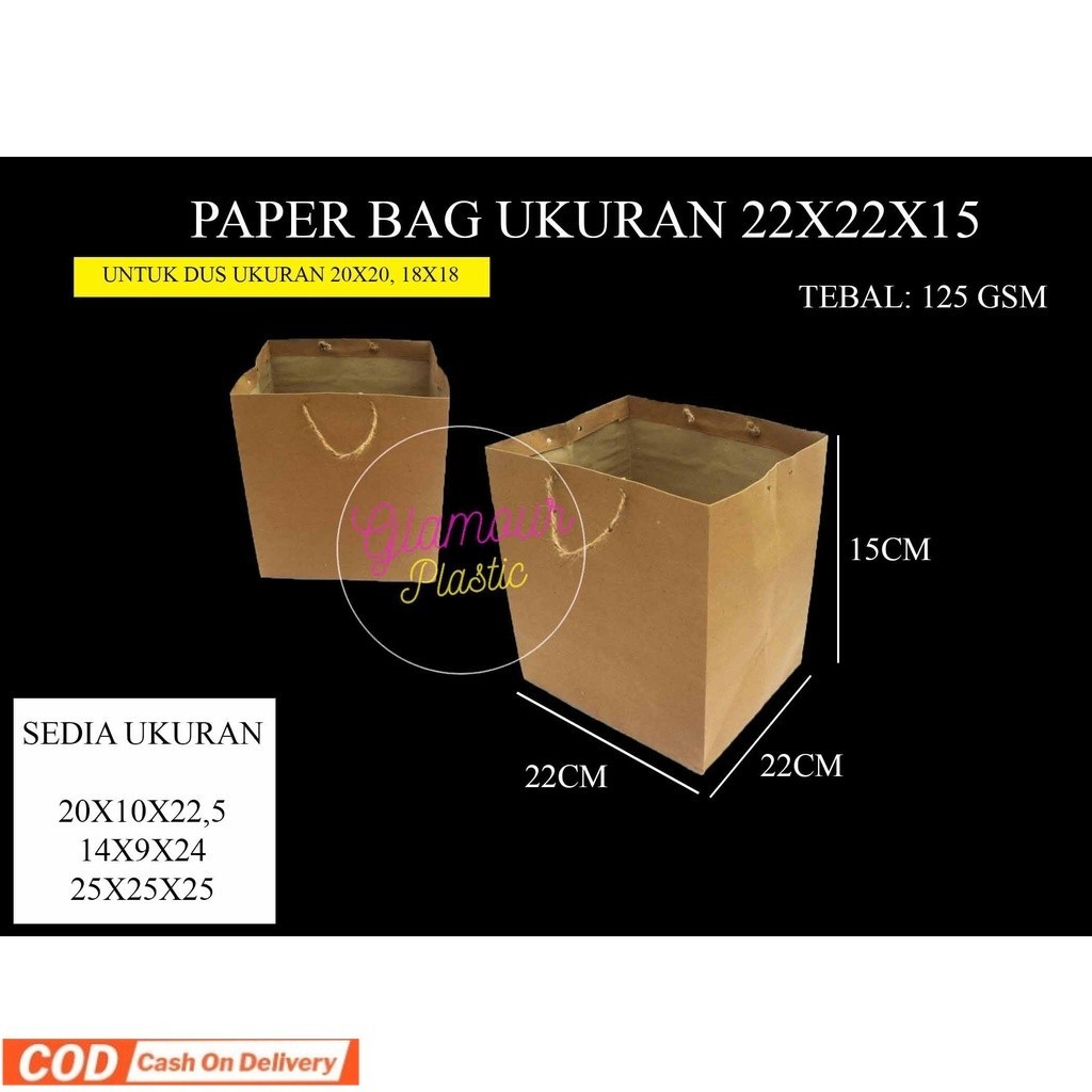 

Paper Bag Polos Ukuran 22X22X15 (1 pack isi 12 pcs) c/Tas Kertas/shopping bag/Tas belanjaan