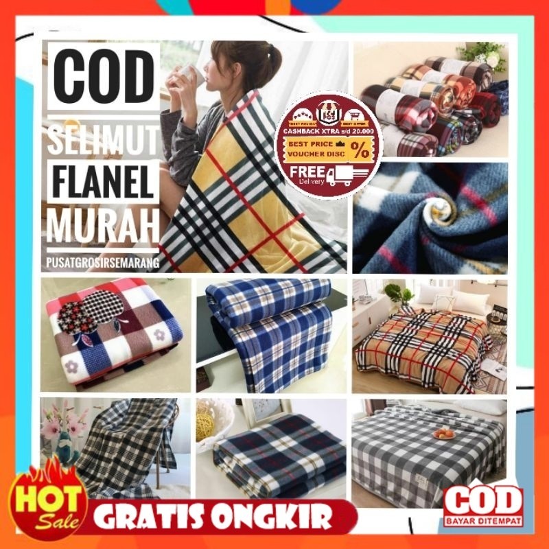 KAIN HALUS ADEM LEMBUT TEBAL / Selimut Travelling Dewasa bahan MICRO FLANEL Abstrak Kotak2 Minimalis