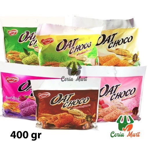 

Naraya Oat Choco 400 gr 40s Original Coklat Pandan Snack Sereal Bar