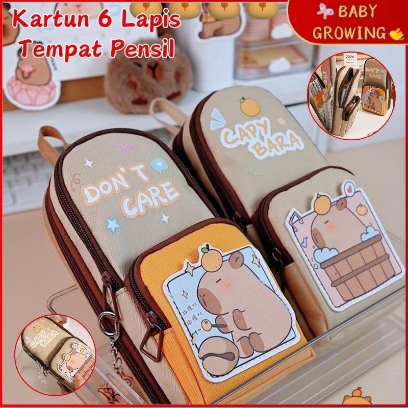 

6 Lapis Tempat Pensil Kapasitas Besar Multifungsi Dengan Nilai Penampilan Tinggi Tempat Pensil Kapibara Sanrio Panda Tahan air Pensil Case