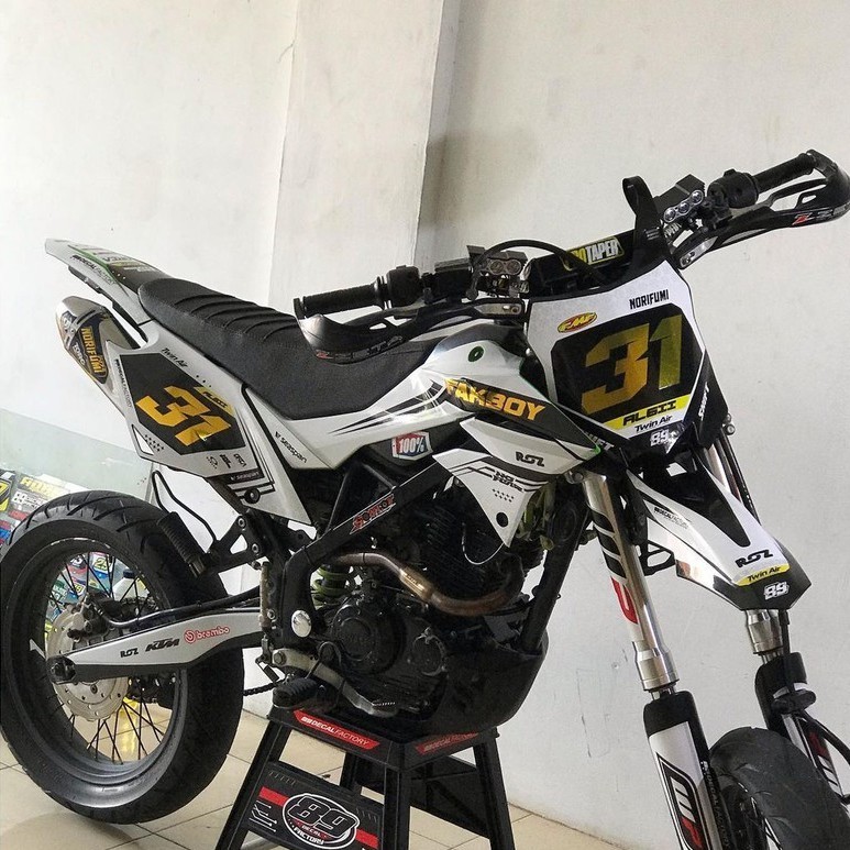 AMANAH DECAL KLX DTRACKER PUTIH GOLD CUSTOM DESAIN