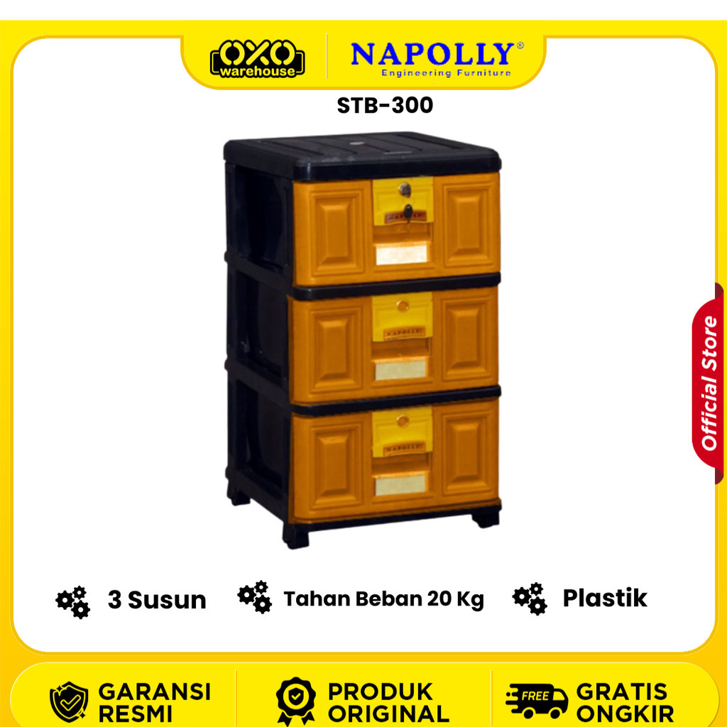 LEMARI PLASTIK NAPOLLY 3 SUSUN KECIL DAN MURAH STB 300
