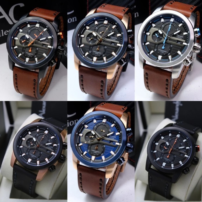 ALEXANDRE CHRISTIE AC6562 AC 6562 SILVER LEATHER JAM TANGAN ORIGINAL