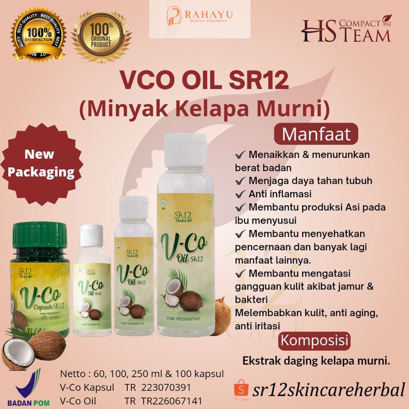 VCO VIRGIN COCONUT OIL / MINYAK KELAPA MURNI / VICO OIL SR12 / PENAMBAH IMUN TUBUH / SIAP NEW NORMAL