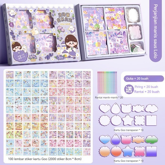 

[Istana Goeka] 1020 100 Stickers GuKa Jurnal Kartun Stiker DIY aesthetic DIY Keychain Set Kartu Stiker GuKa Bahan