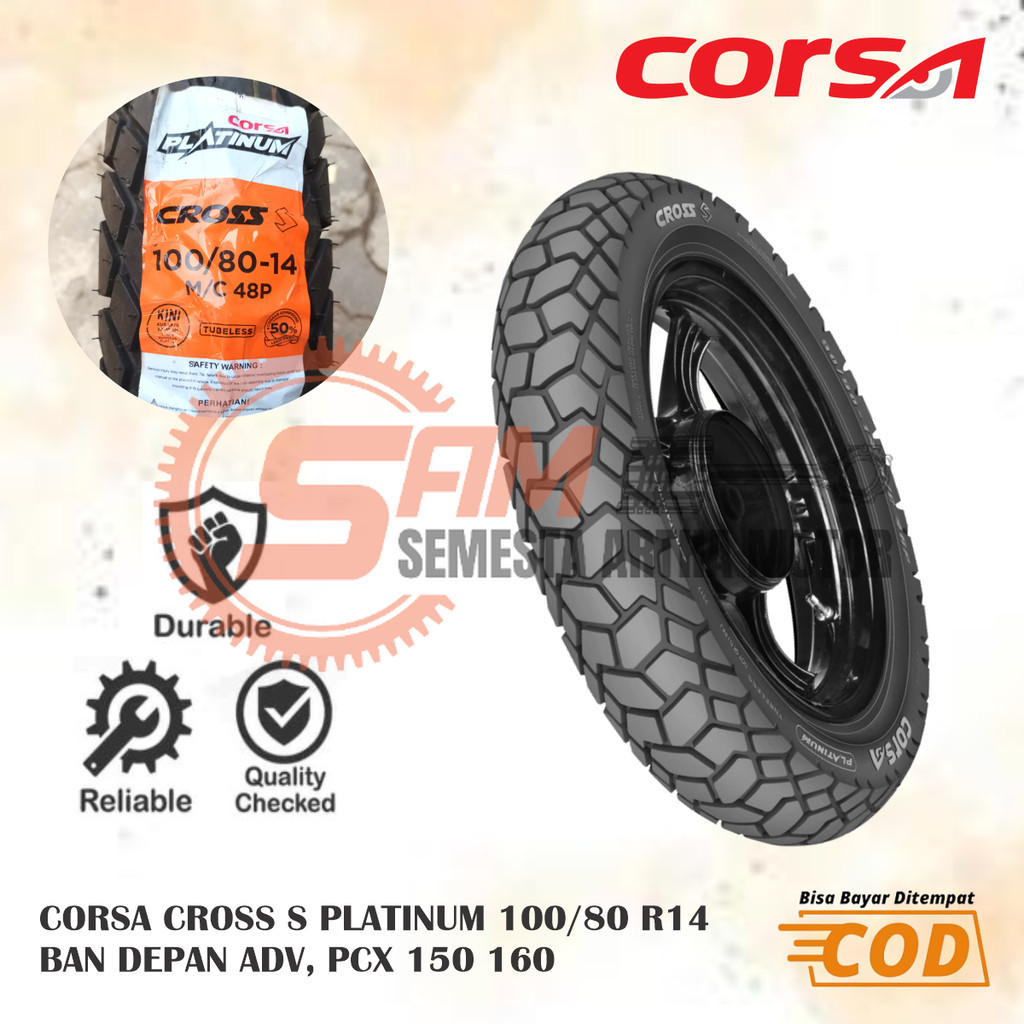 Ban Luar Corsa Platinum 100/80 Ring 14 Cross S Tubeless Depan ADV PCX 150 160