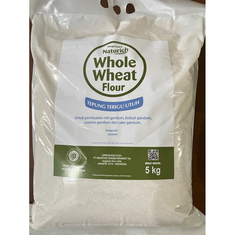 

New-Promo Naturich tepung Gandum Utuh 5kg Bogasari Whole Wheat Flour