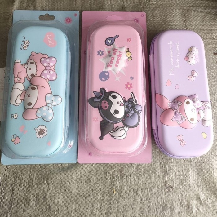 

✨LARIS✨ -Kotak Pencil Anak Motif 3D Sanrio - KUROMI PINK