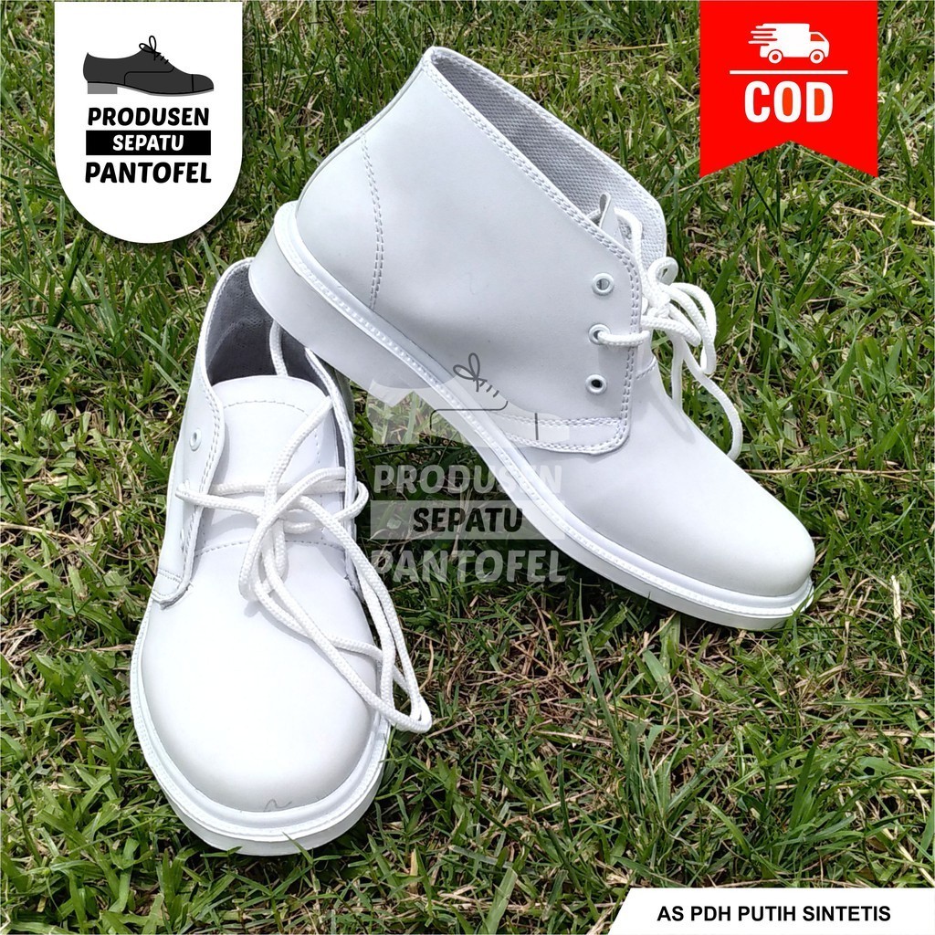 PROMO COD SEPATU PDH PUTIH PDU UPACARA KULIT SINTETIS DOFF POLISI TNI PASKIBRA PENGIBAR BENDERA PELA