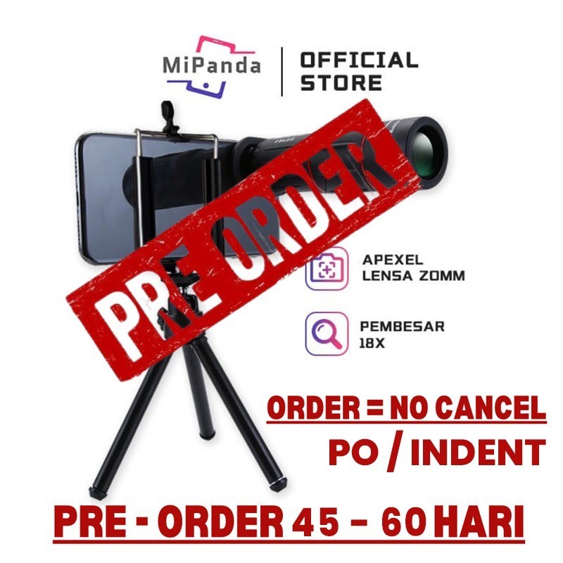 Mipanda APEXEL Lensa Zomm Lens Kamera Tele Zoom HP 18X ZOOM LENSA Universal 18X25 Handphone Bermata HD Ponsel Lensa Camera HP Ponsel Lensa Zoom Optik Dengan Tripod untuk Ponsel-1