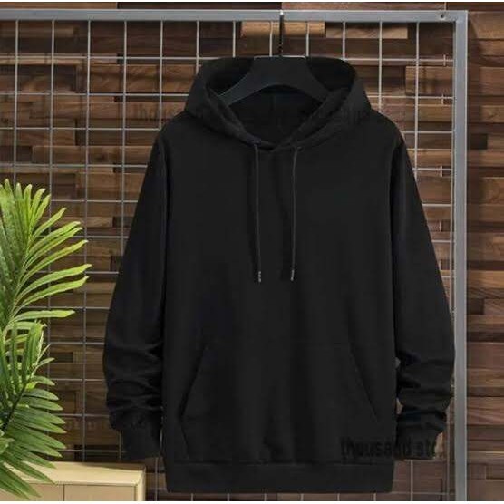 sweater hoddie hitam polos unisex / sweater hoddie polos pria dan wanita casual / sweater hoddie teb