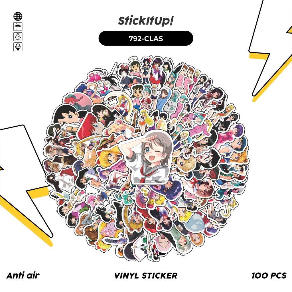 

COD✨ 100 Pcs Stiker Pack Classical Anime Heroine Lucu Aesthetic Vynil Waterproof untuk Freebies Sticker Buku Journal Casing HP Laptop