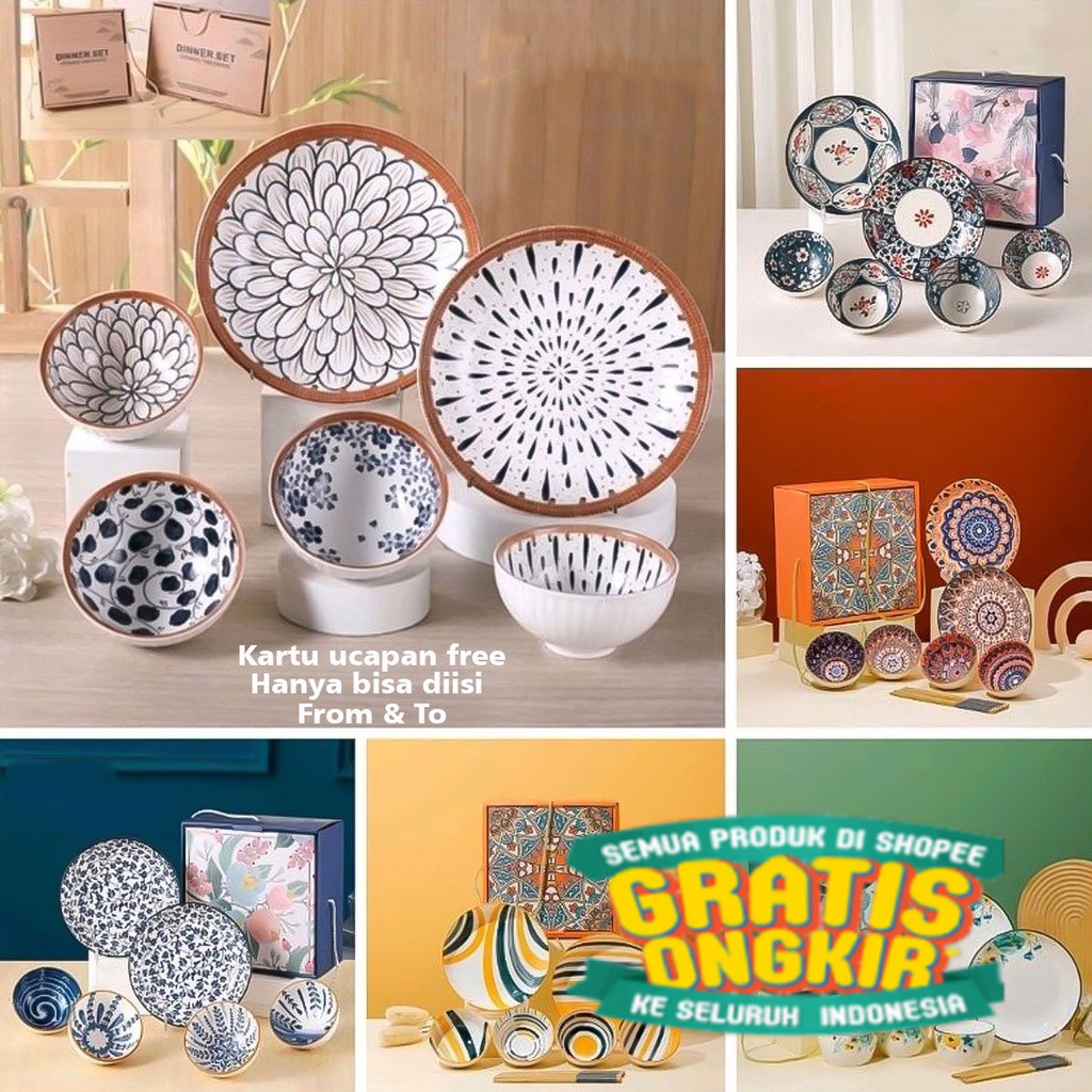 AVELINE Hampers Lebaran Mangkok Japanesse Bowl Set / Gift Box Hampers Piring Set Cantik / Piring Man
