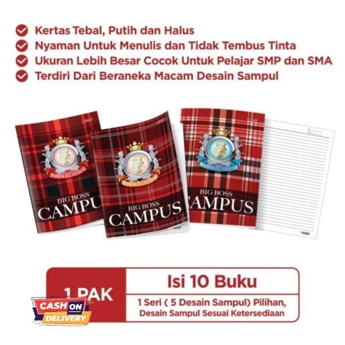 

✨LARIS✨ -BUKU TULIS BIG BOSS 50 LEMBAR CAMPUS NOTEBOOK GARIS SEKOLAH [10PCS]