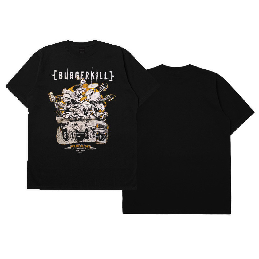 BAND - Burgerkill Mendadak Tour 2017 Black - T shirt Kaos - Cotton Combed 24s