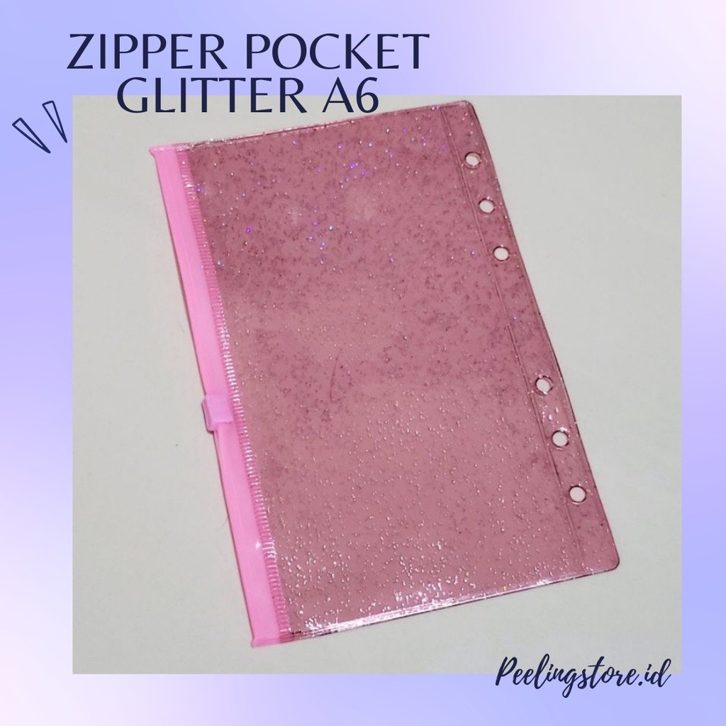 

Pocket Binder Divider Glitter A6 | Zipper Lock A6 | Punch Zipper Ziplock Glitter
