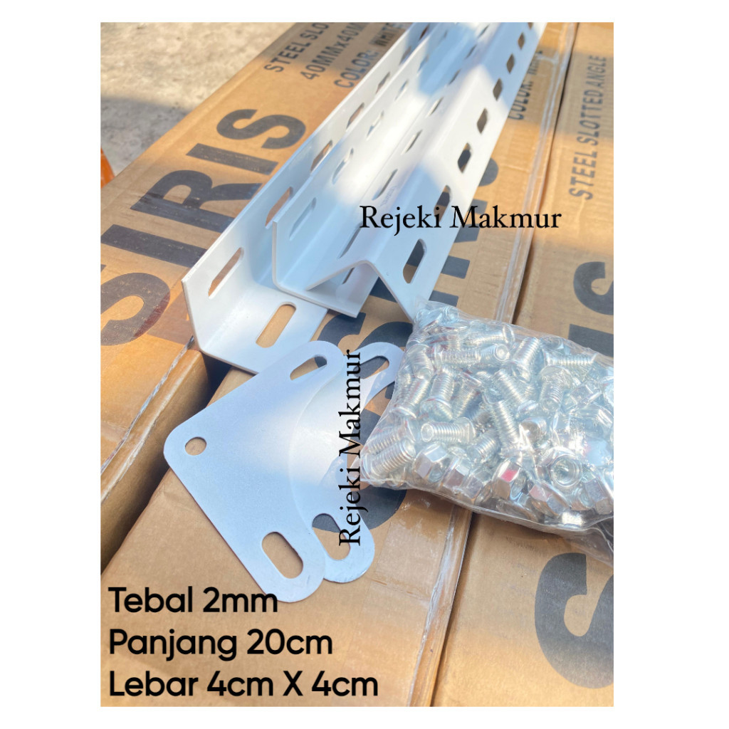 Rak Besi Siku Lubang 20 cm tebal 2 mm 2mm