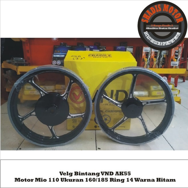 Velg Bintang VND AK55 Motor Mio 110 Ukuran 160/185 Ring 14 Warna Hitam