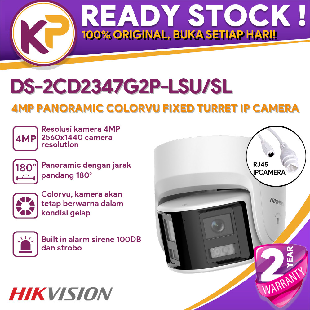HIKVISION DS-2CD2347G2P-LSU/SL 4MP PANORAMIC COLORVU ACTIVE DEFENSE TURRET IP CAMERA